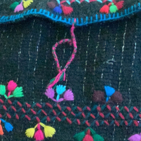 π BlACK COLORFUL SHEEP Wool Tapestry Messenger Morral Bag - Picture 4 of 16